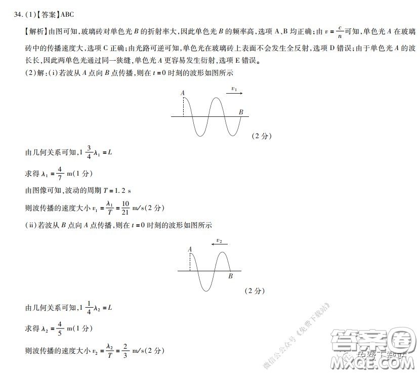 2020年名校學(xué)術(shù)聯(lián)盟高考模擬信息卷押題卷物理答案