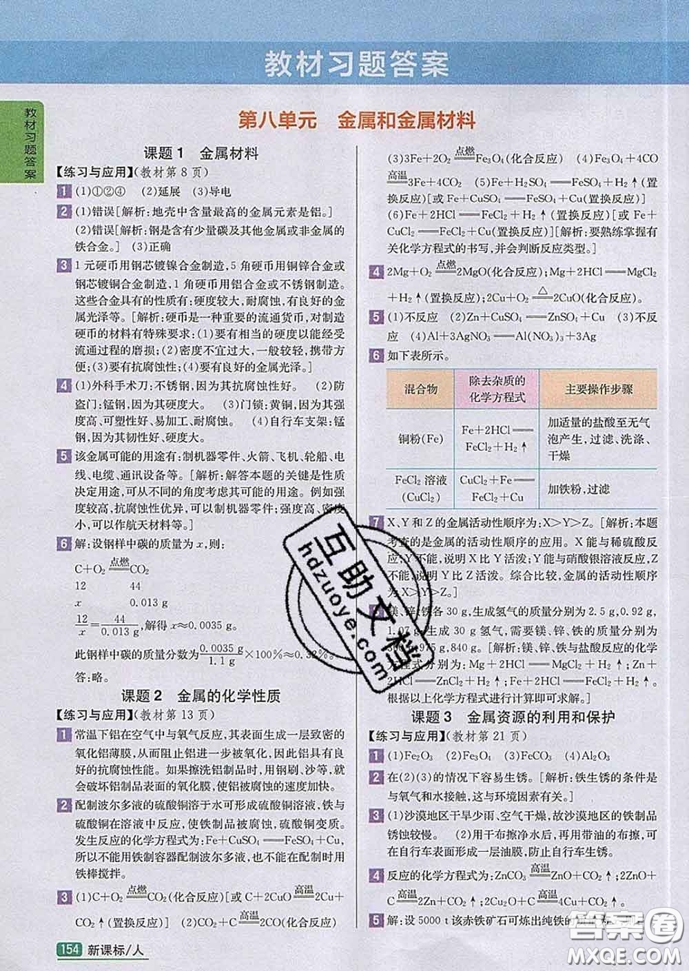 吉林人民出版社2020春尖子生學(xué)案九年級(jí)化學(xué)下冊(cè)人教版答案