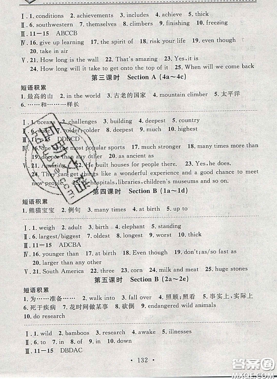 廣東經(jīng)濟出版社2020年名校課堂小練習八年級英語下冊人教版答案