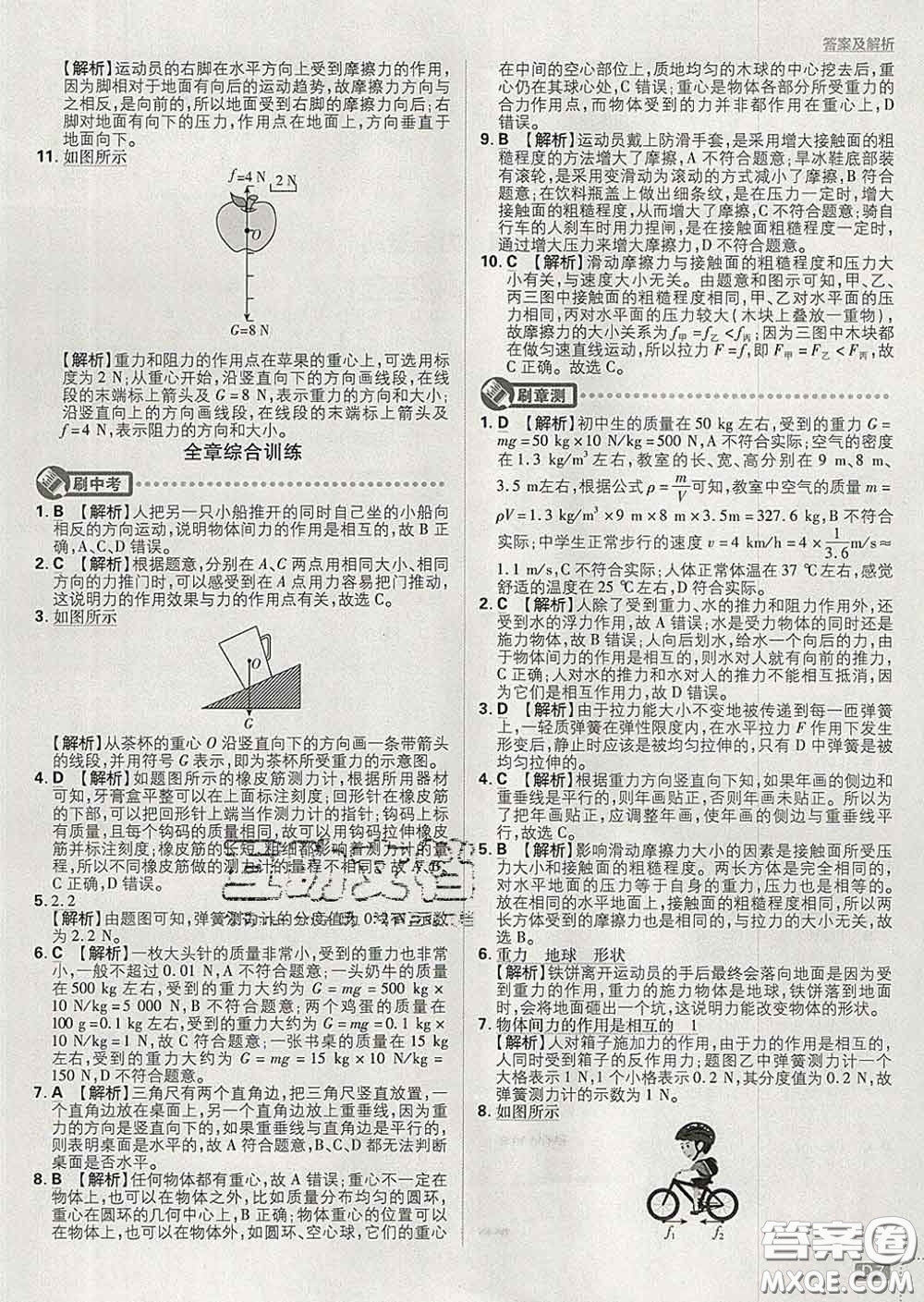 開明出版社2020春初中必刷題八年級物理下冊教科版答案