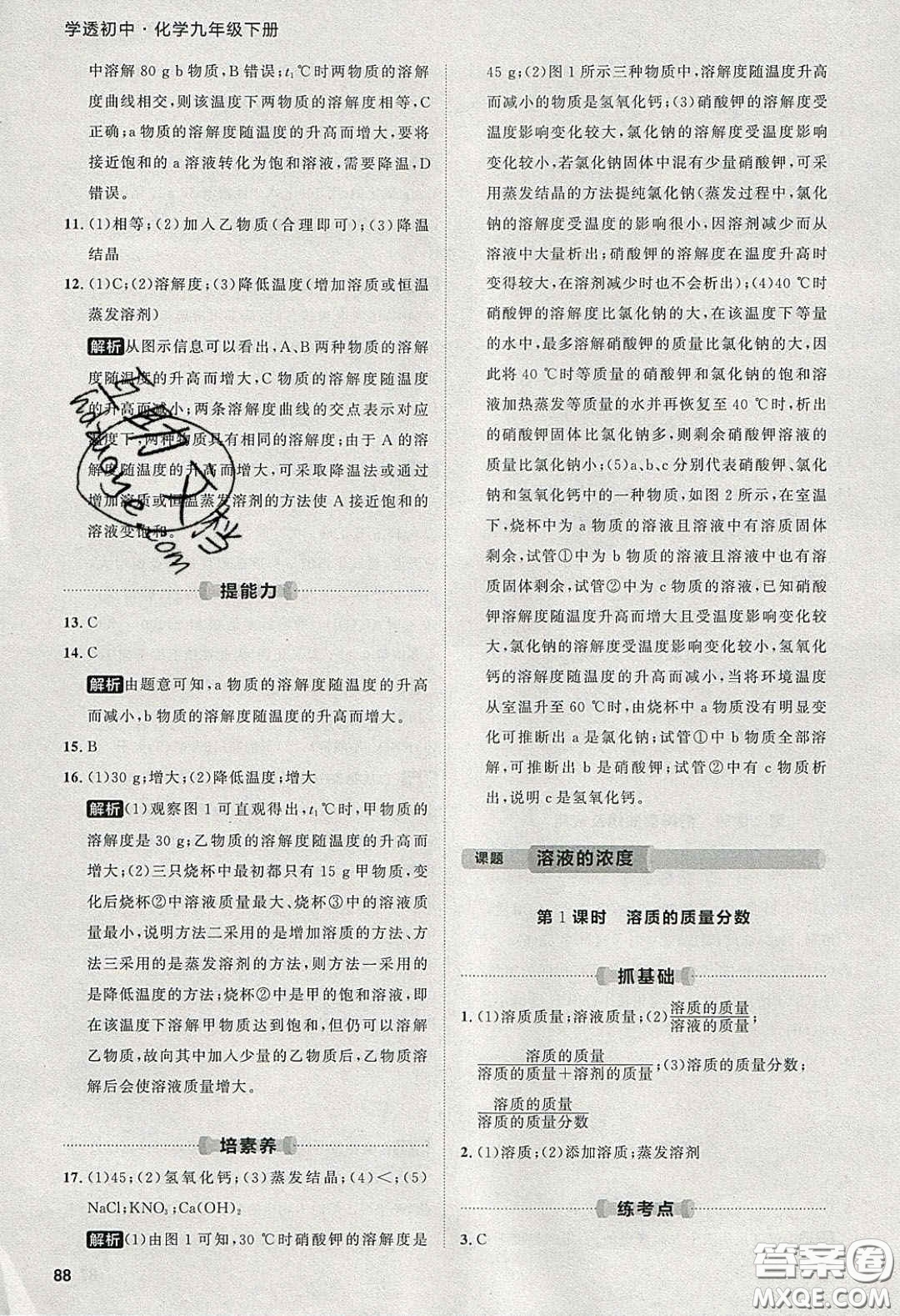 2020學(xué)透初中同步練習(xí)九年級(jí)化學(xué)下冊(cè)人教版答案