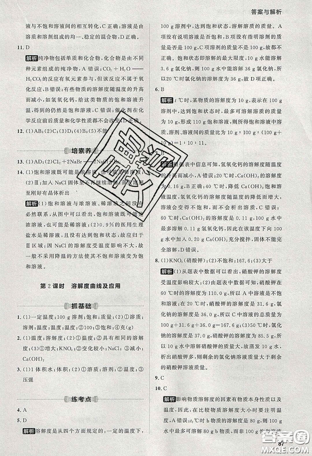 2020學(xué)透初中同步練習(xí)九年級(jí)化學(xué)下冊(cè)人教版答案