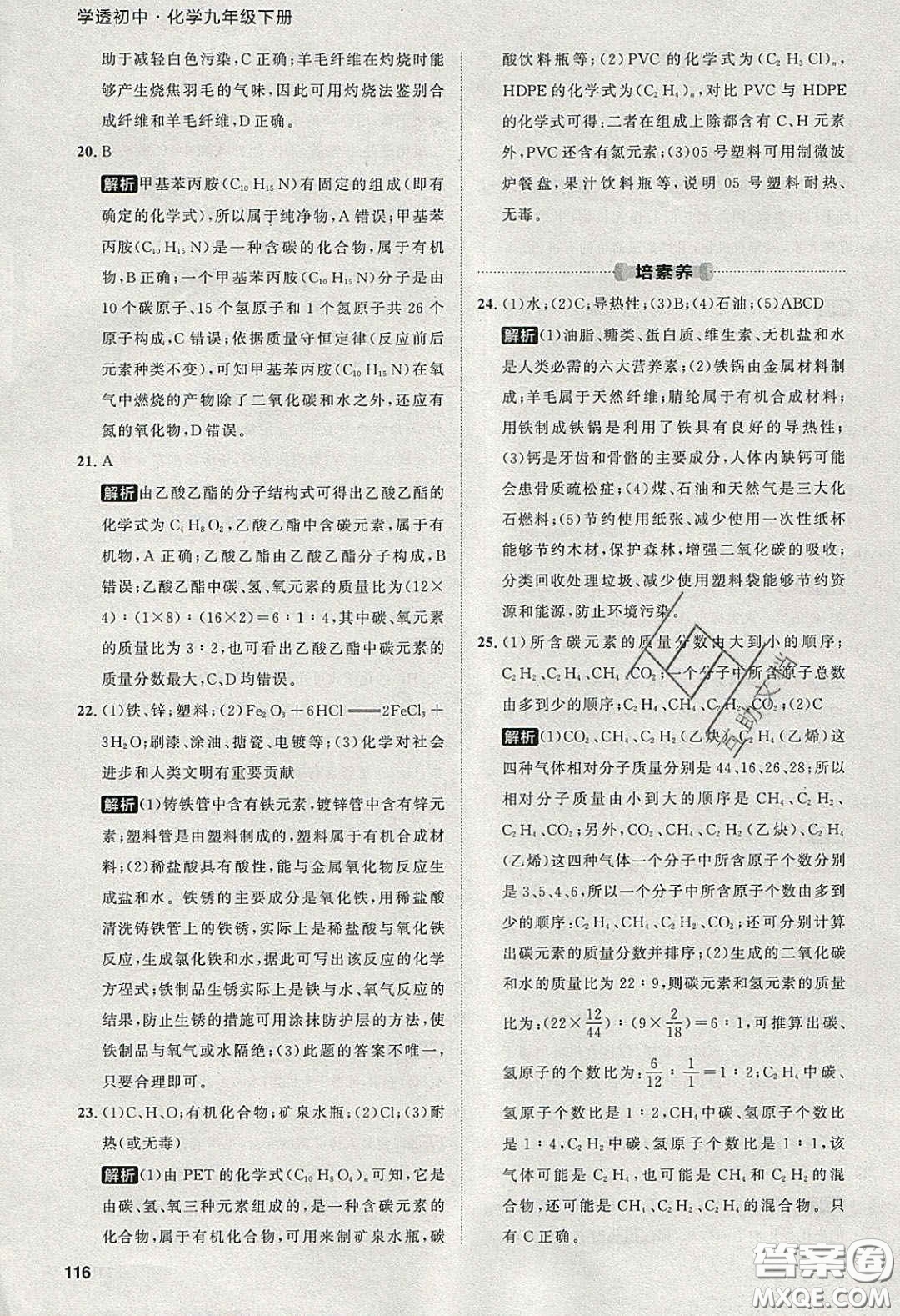 2020學(xué)透初中同步練習(xí)九年級(jí)化學(xué)下冊(cè)人教版答案