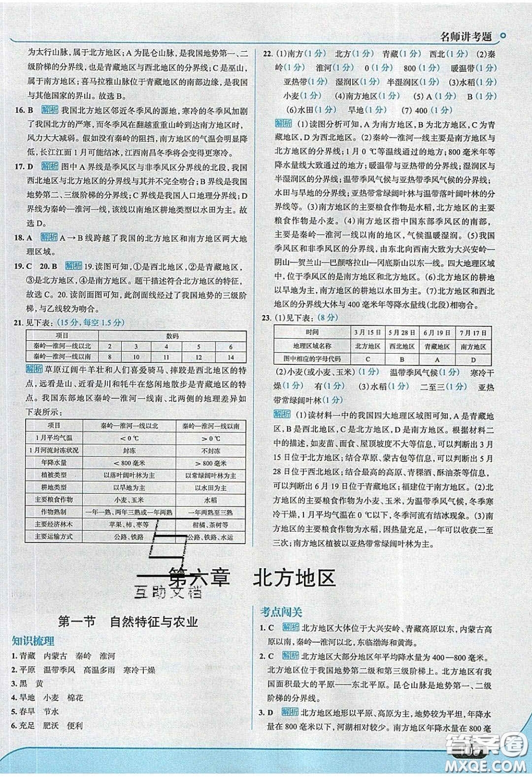 2020年走進中考考場八年級地理下冊人教版答案