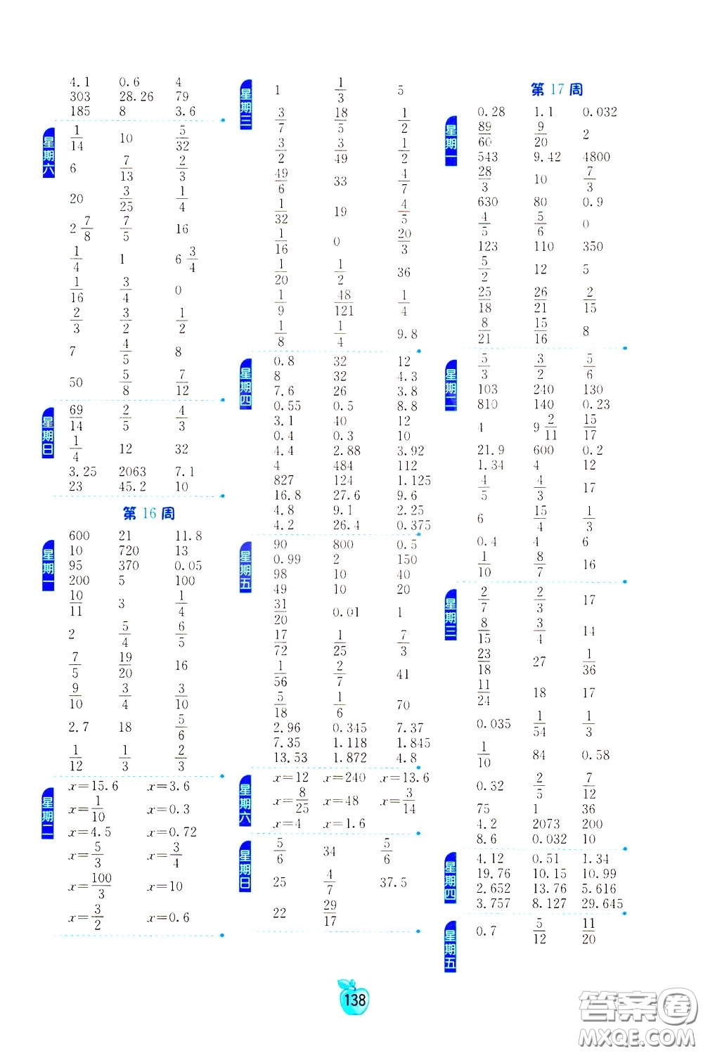 江蘇人民出版社2020年小學(xué)數(shù)學(xué)計算高手6年級下冊JSJY江蘇教育版參考答案