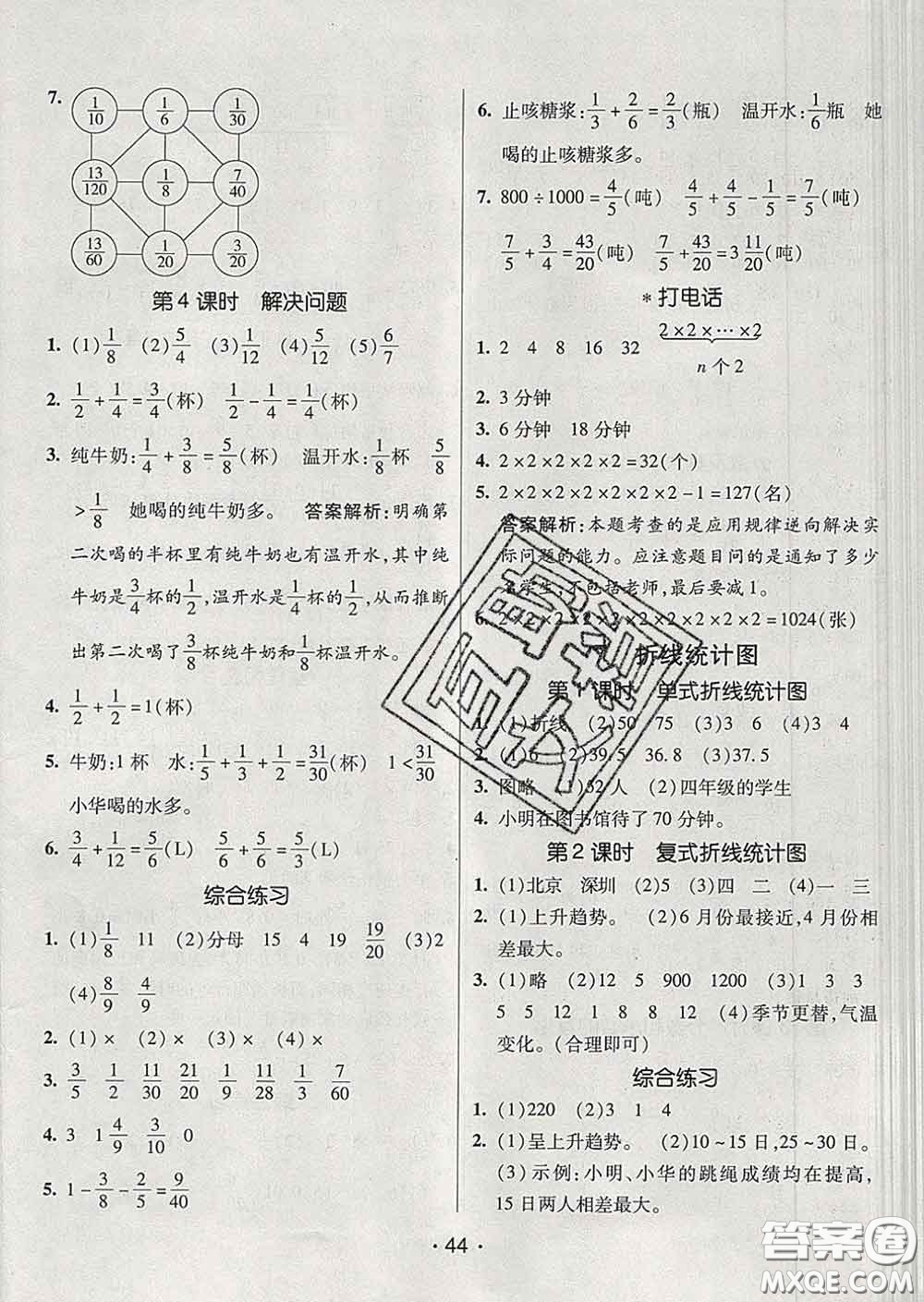 2020春同行課課100分過關(guān)作業(yè)五年級數(shù)學(xué)下冊人教版答案