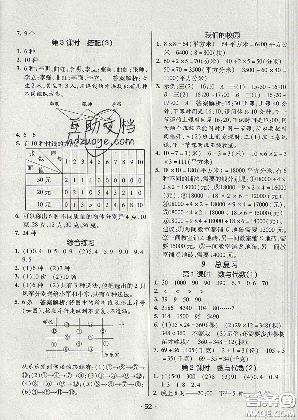 2020春同行課課100分過(guò)關(guān)作業(yè)三年級(jí)數(shù)學(xué)下冊(cè)人教版答案