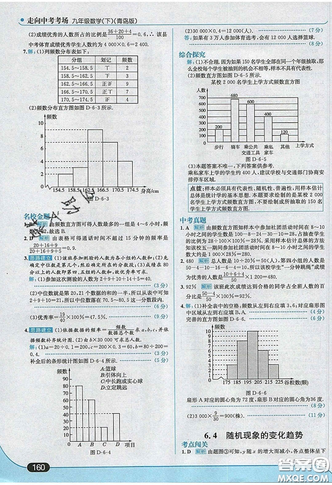 2020春走進(jìn)中考考場九年級數(shù)學(xué)下冊青島版答案