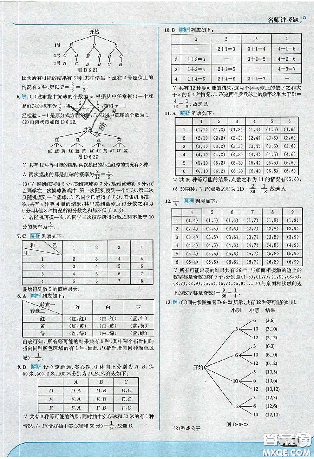 2020春走進(jìn)中考考場九年級數(shù)學(xué)下冊青島版答案