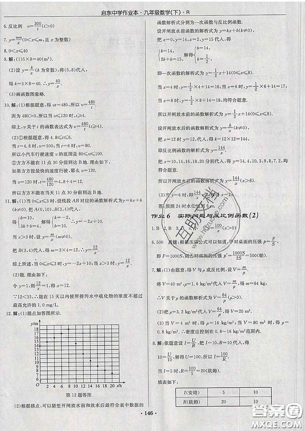 龍門書局2020新版啟東中學(xué)作業(yè)本九年級(jí)數(shù)學(xué)下冊(cè)人教版答案