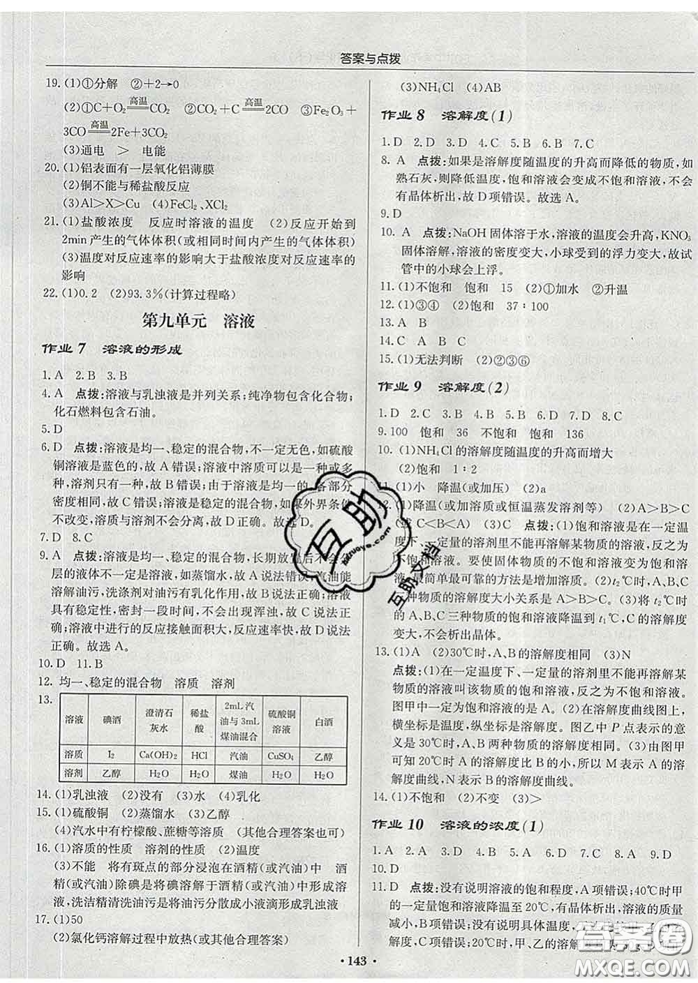 龍門書局2020新版啟東中學(xué)作業(yè)本九年級(jí)化學(xué)下冊(cè)滬教版答案