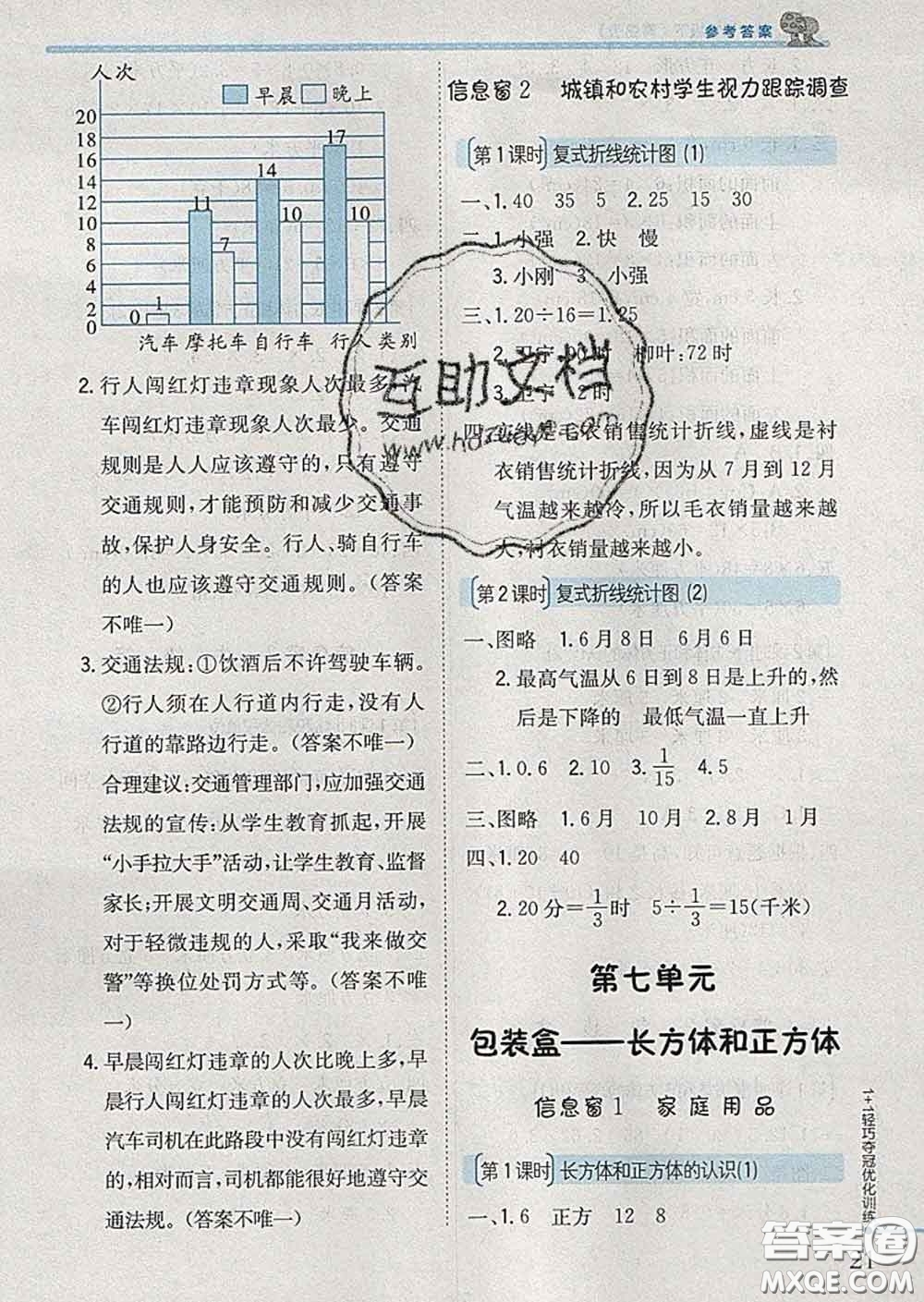 2020新版1加1輕巧奪冠優(yōu)化訓練五年級數學下冊青島版答案