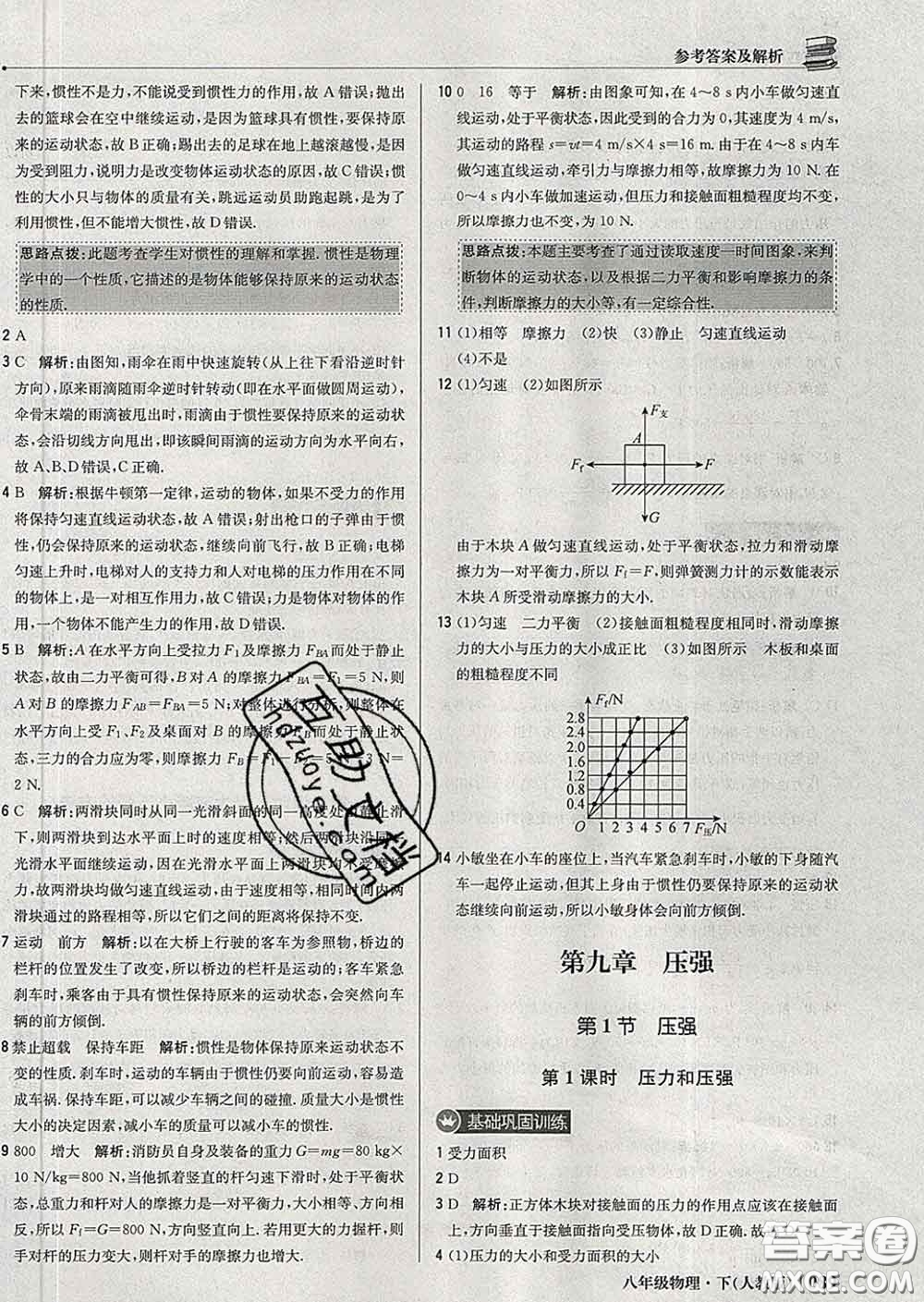 2020新版1加1輕巧奪冠優(yōu)化訓(xùn)練八年級物理下冊人教版答案