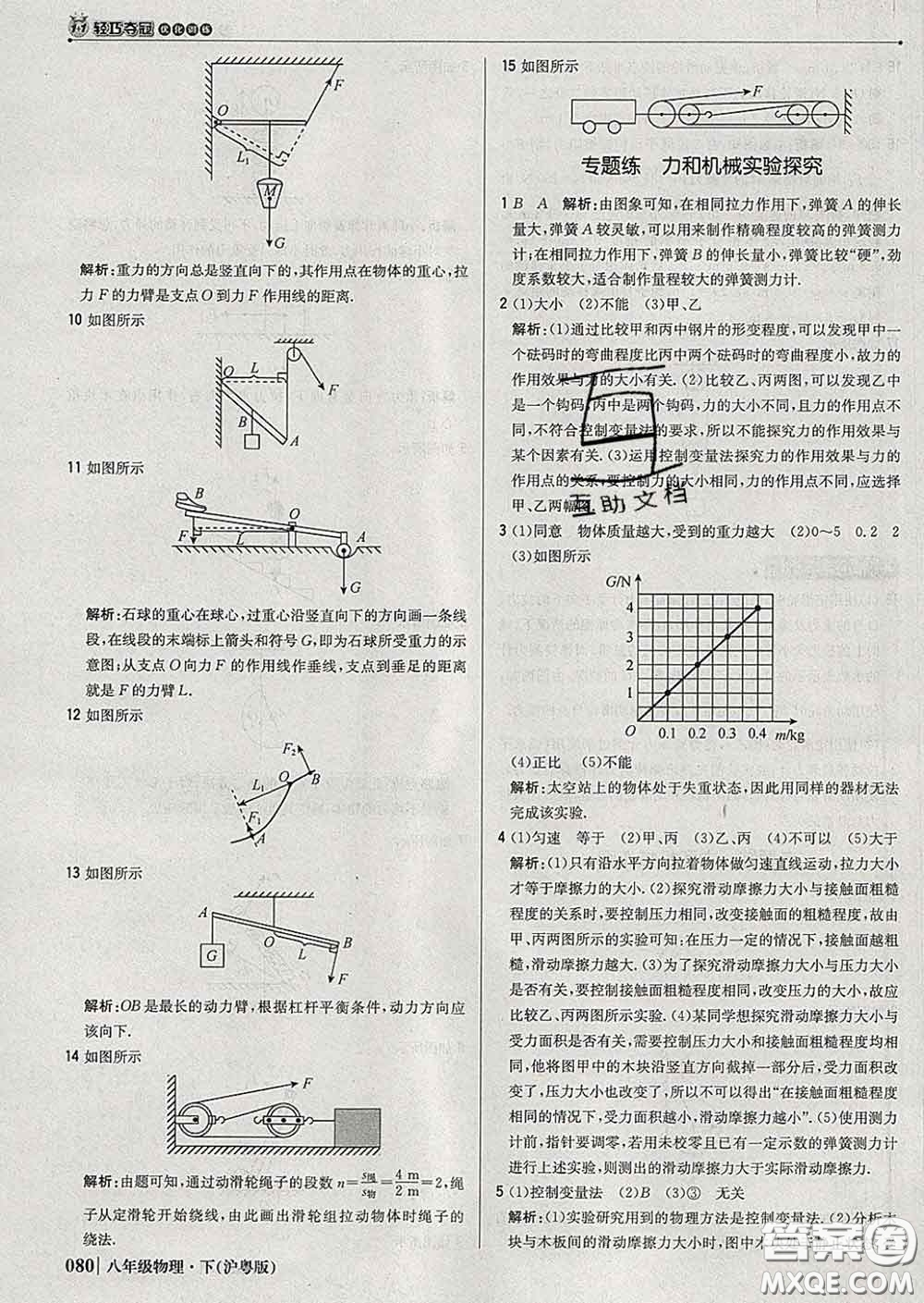 2020新版1加1輕巧奪冠優(yōu)化訓(xùn)練八年級物理下冊滬粵版答案