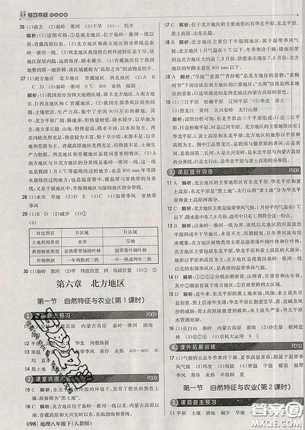 2020新版1加1輕巧奪冠優(yōu)化訓(xùn)練八年級(jí)地理下冊(cè)人教版答案