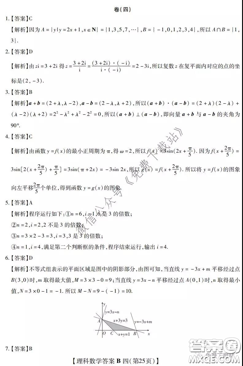 2020年名校學(xué)術(shù)聯(lián)盟高考模擬信息卷押題卷四理科數(shù)學(xué)答案