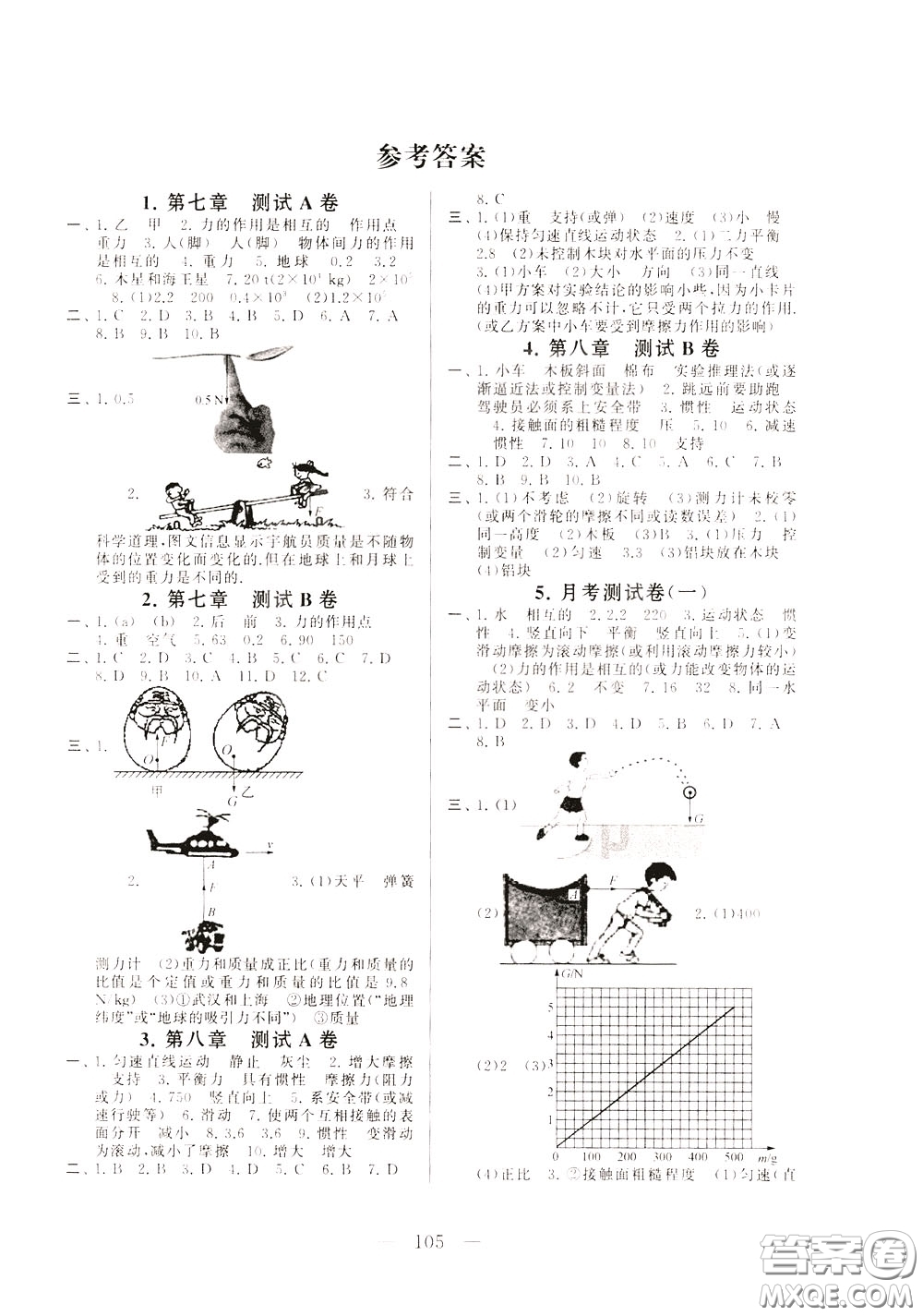 2020年啟東黃岡大試卷物理八年級(jí)下冊人民教育版參考答案