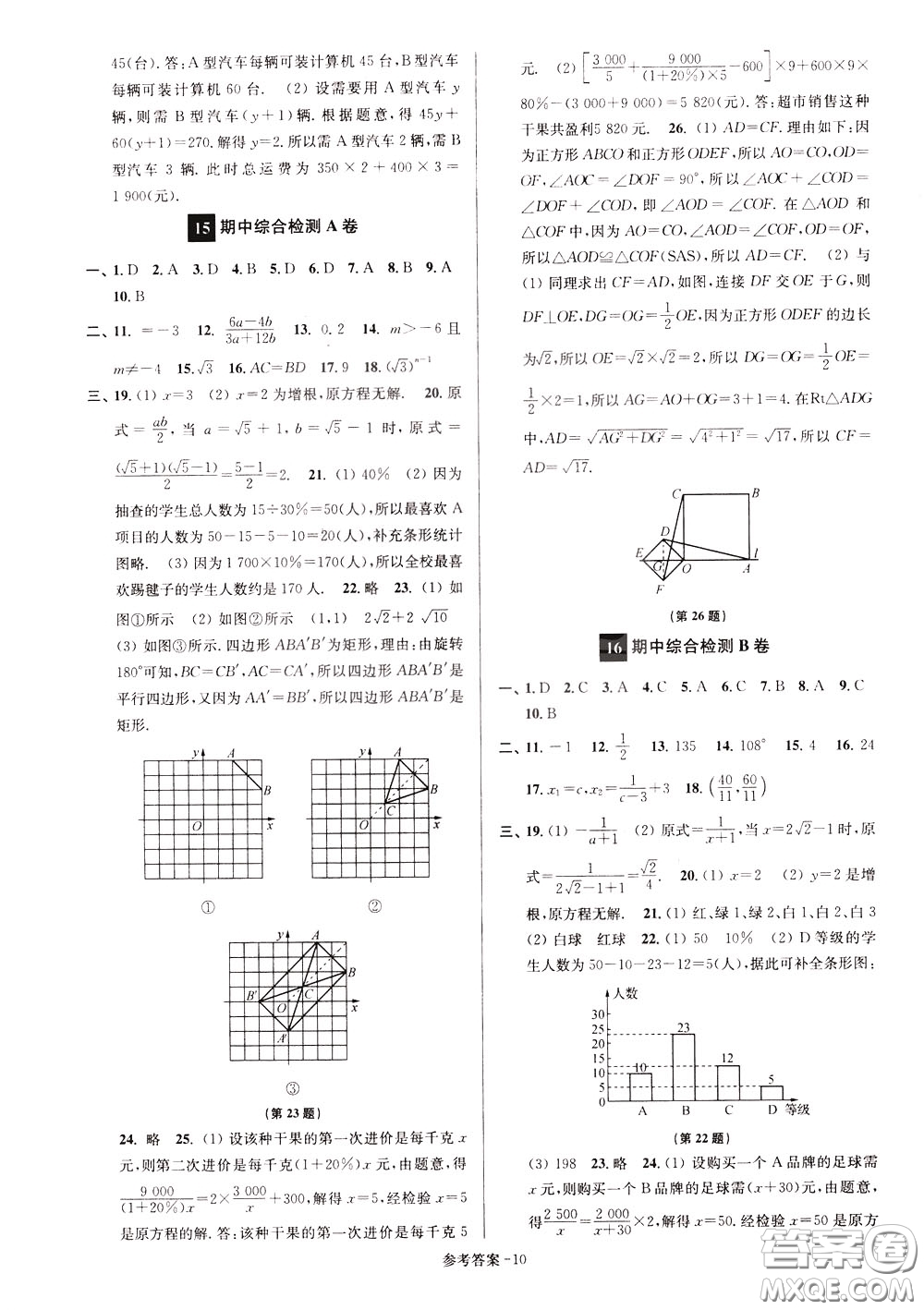 超能學(xué)典2020搶先起跑大試卷八年級(jí)數(shù)學(xué)下冊(cè)新課標(biāo)江蘇版參考答案