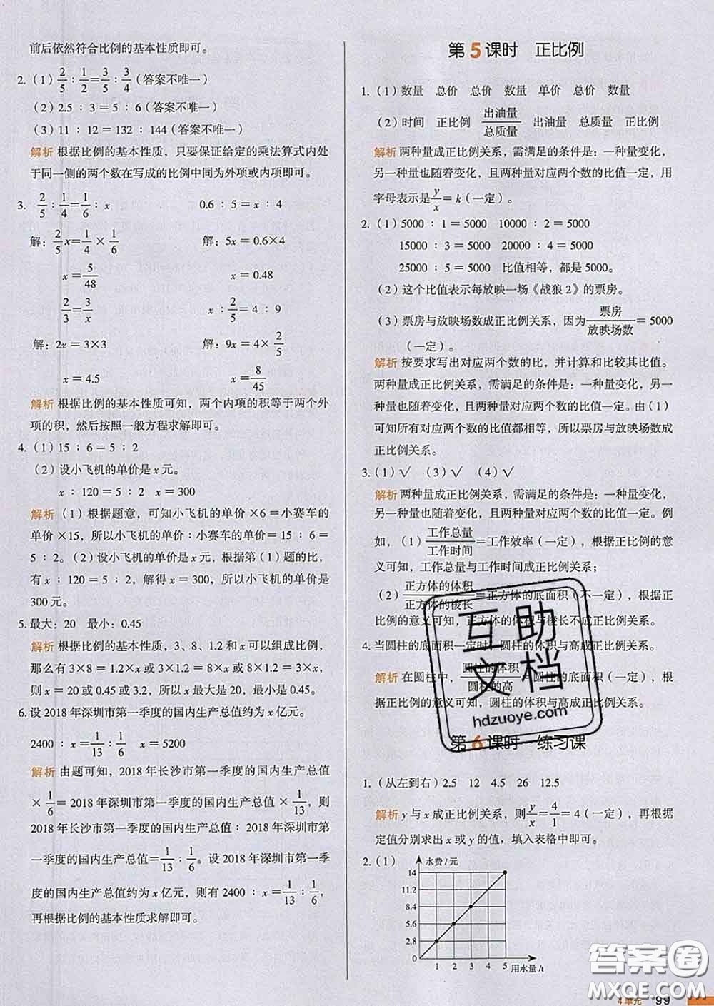 2020新版一本我愛寫作業(yè)小學(xué)數(shù)學(xué)六年級(jí)下冊(cè)人教版答案