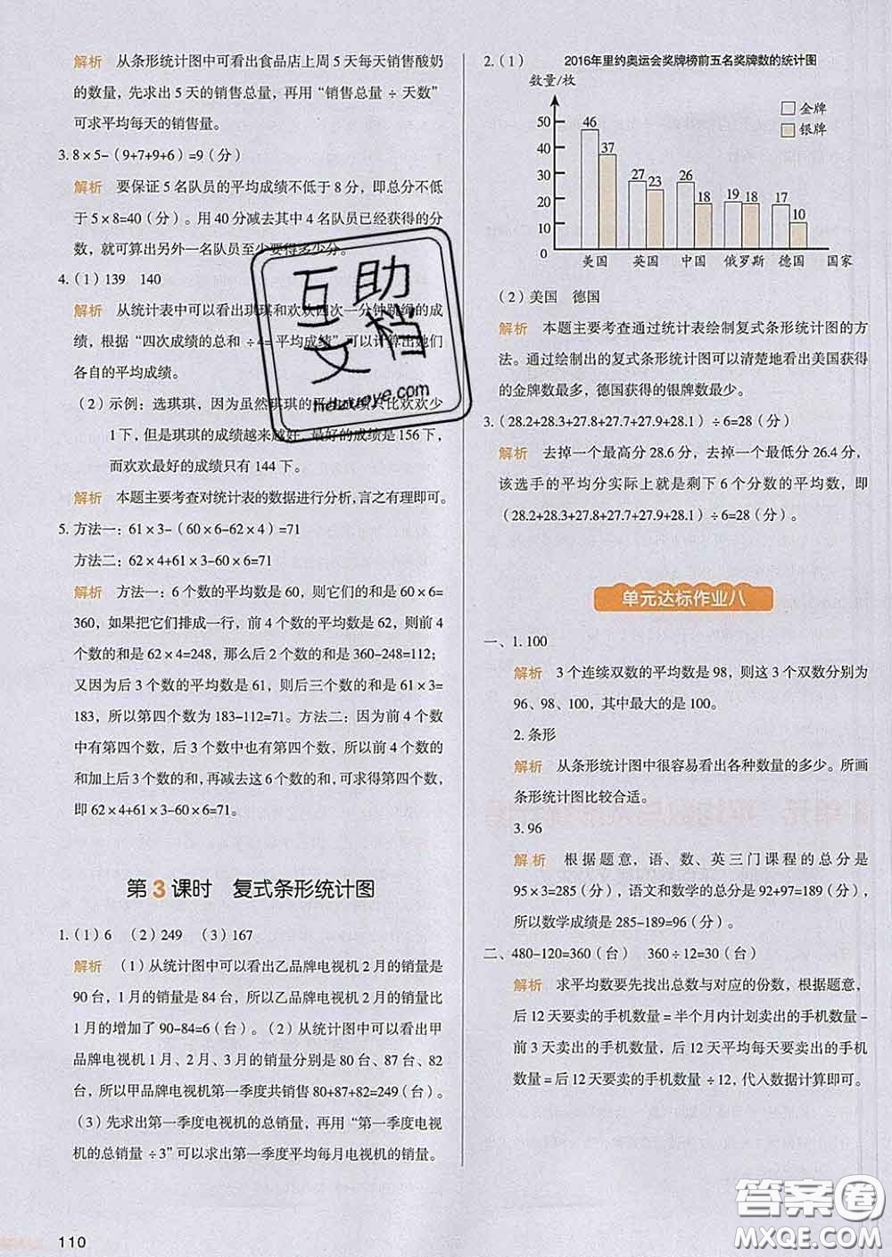 2020新版一本我愛寫作業(yè)小學(xué)數(shù)學(xué)四年級下冊人教版答案