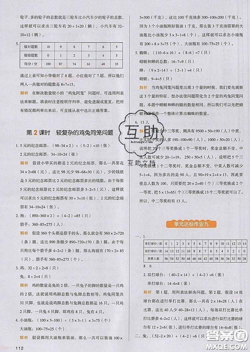 2020新版一本我愛寫作業(yè)小學(xué)數(shù)學(xué)四年級下冊人教版答案