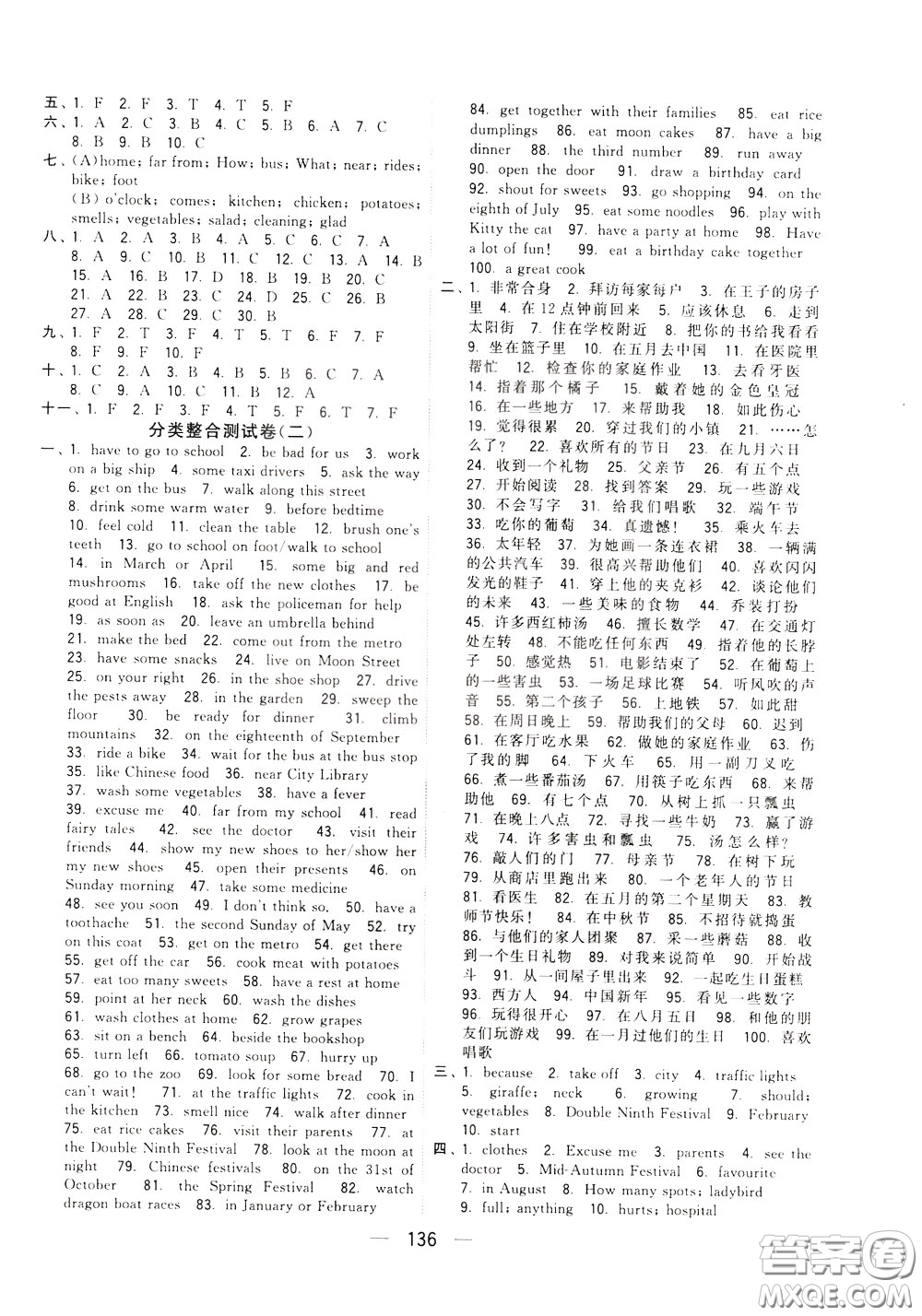 2020年學(xué)霸提優(yōu)大試卷單元月考英語(yǔ)五年級(jí)下冊(cè)江蘇專用參考答案