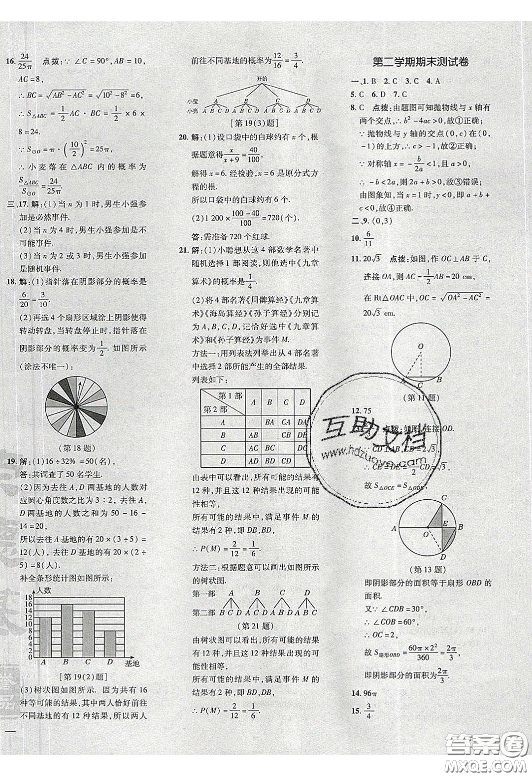 2020榮德基點(diǎn)撥訓(xùn)練九年級(jí)數(shù)學(xué)下冊(cè)湘教版答案