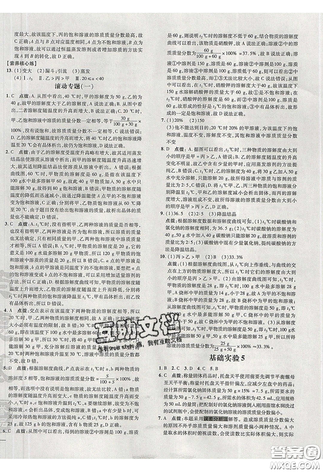 2020榮德基點(diǎn)撥訓(xùn)練九年級化學(xué)下冊滬教版答案