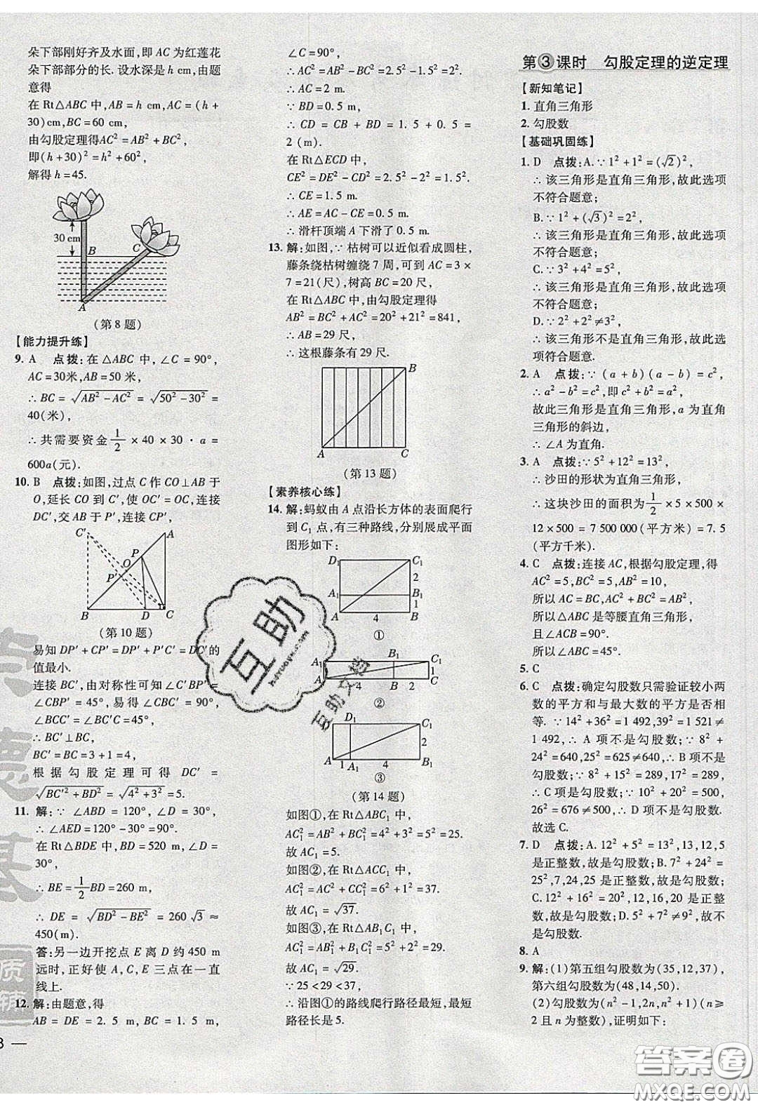 2020榮德基點(diǎn)撥訓(xùn)練八年級(jí)數(shù)學(xué)下冊(cè)湘教版答案