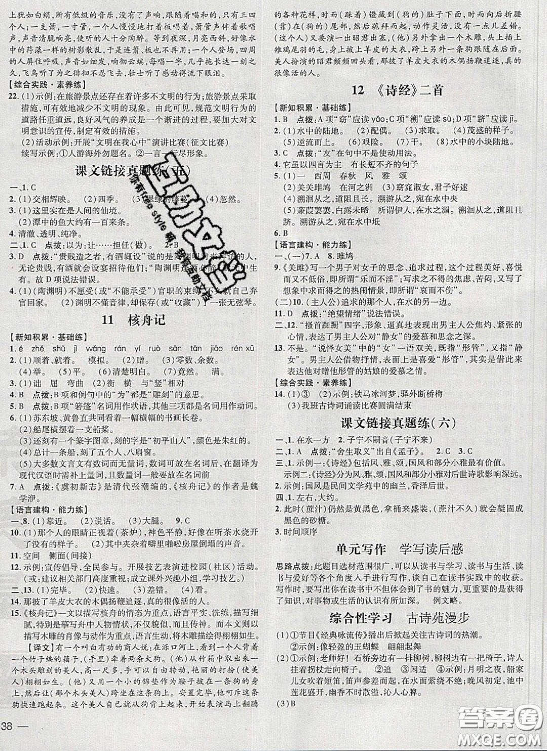 2020榮德基點(diǎn)撥訓(xùn)練八年級語文下冊人教版答案