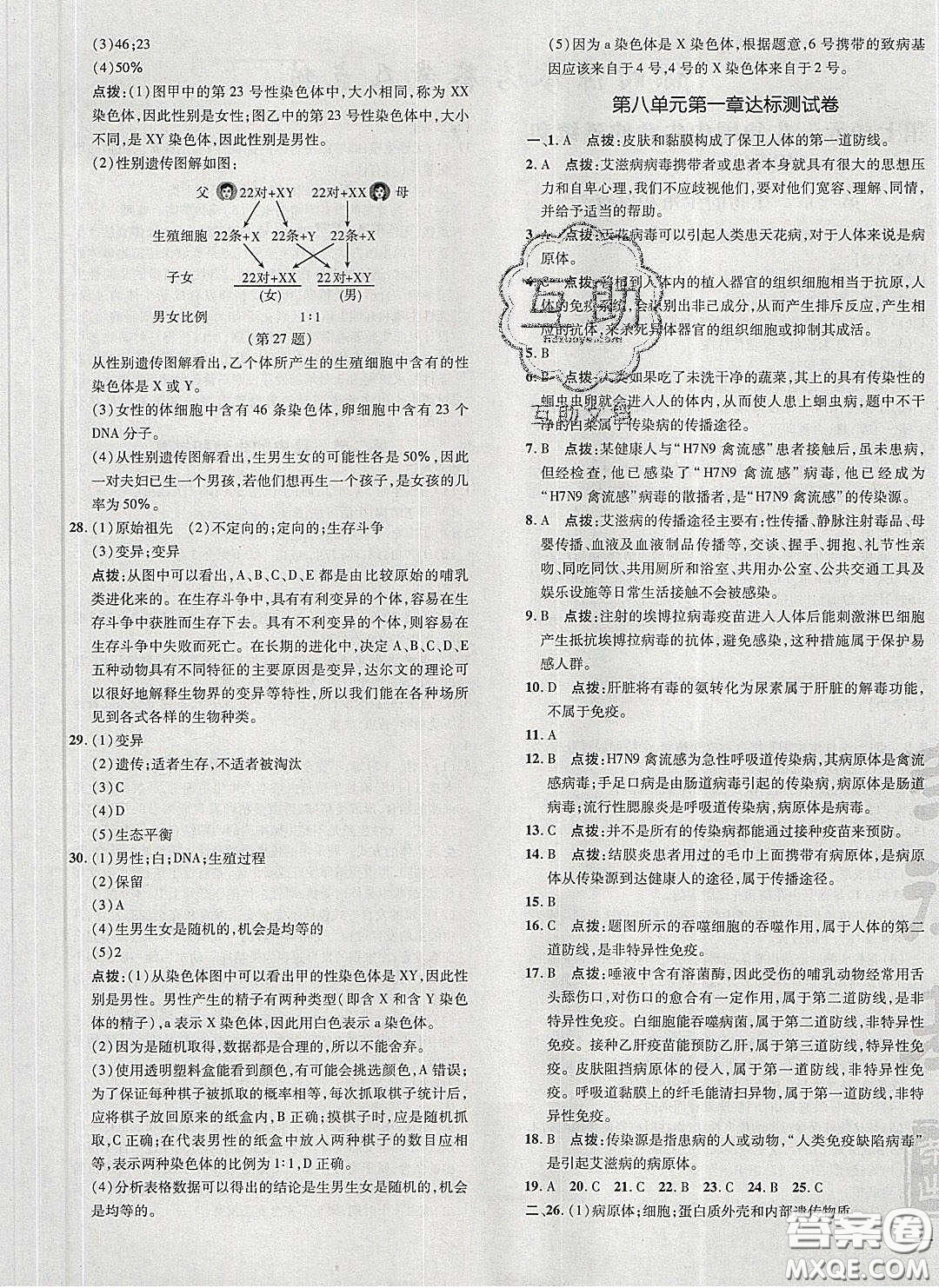 2020榮德基點(diǎn)撥訓(xùn)練八年級(jí)生物下冊(cè)人教版答案