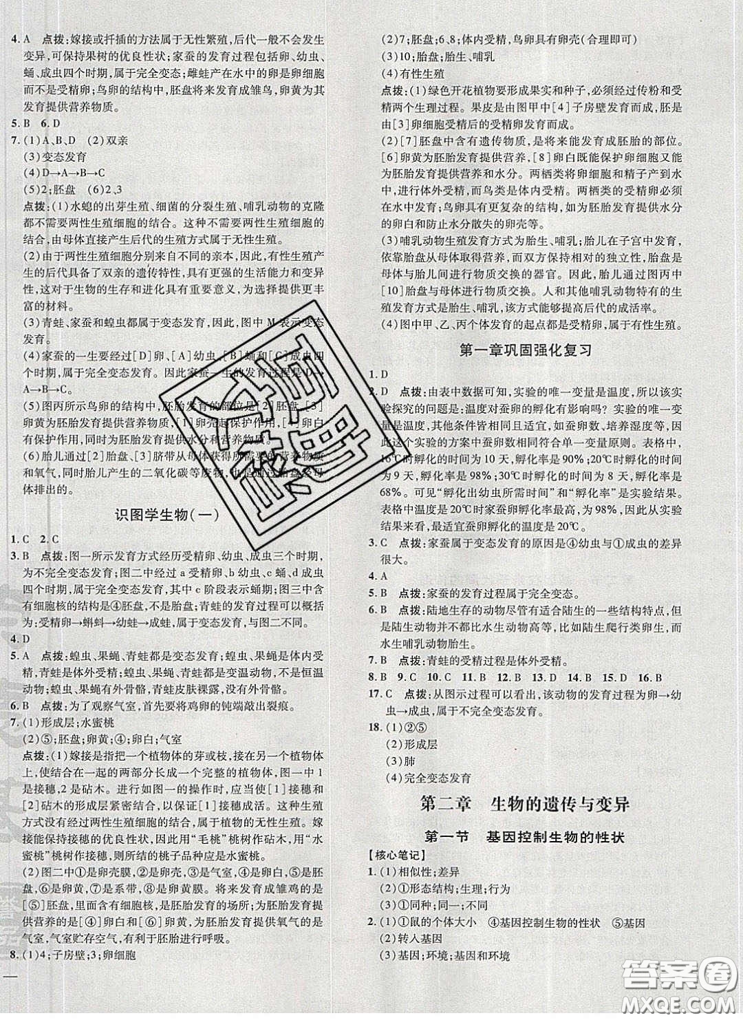 2020榮德基點(diǎn)撥訓(xùn)練八年級(jí)生物下冊(cè)人教版答案