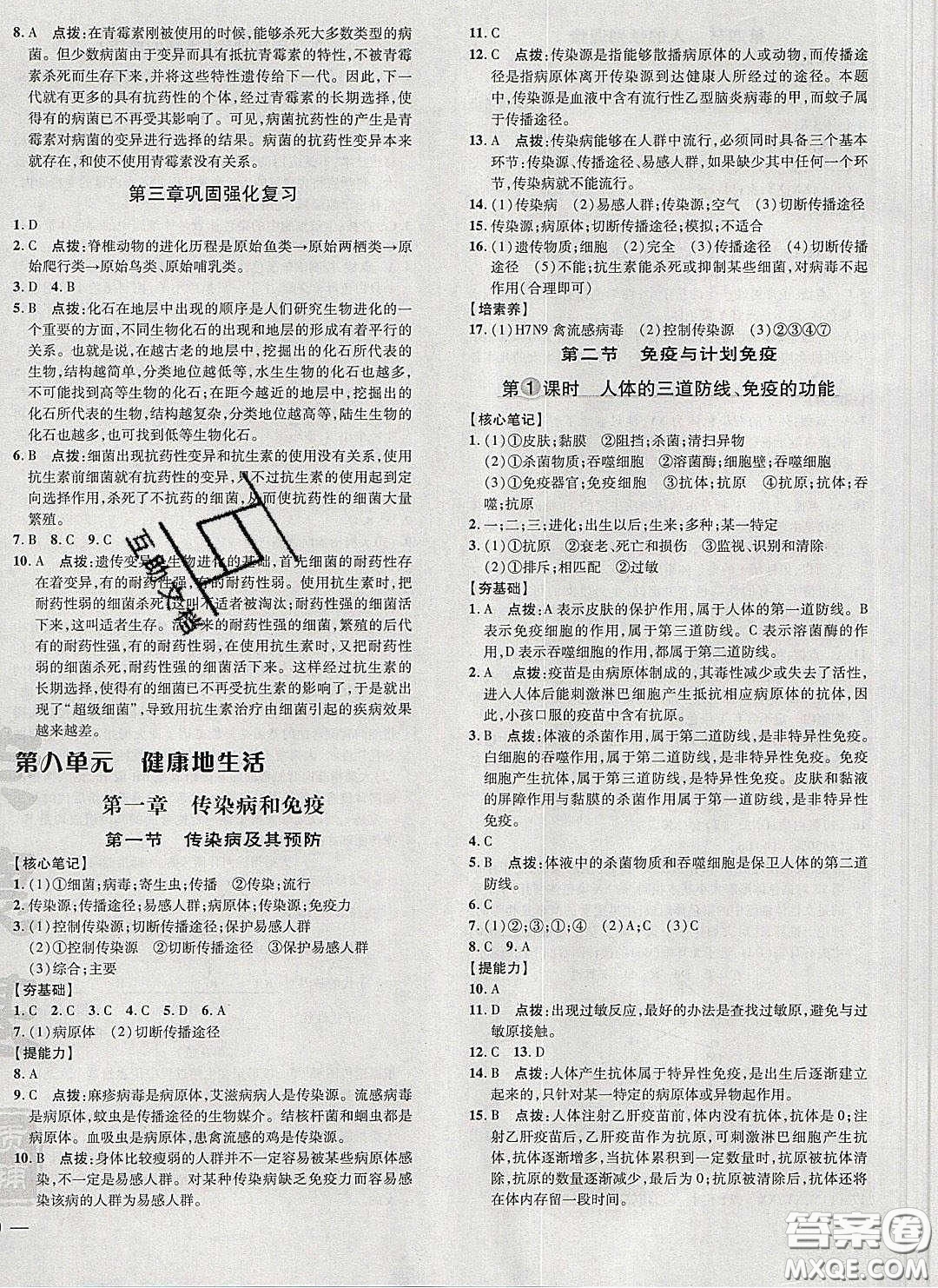 2020榮德基點(diǎn)撥訓(xùn)練八年級(jí)生物下冊(cè)人教版答案