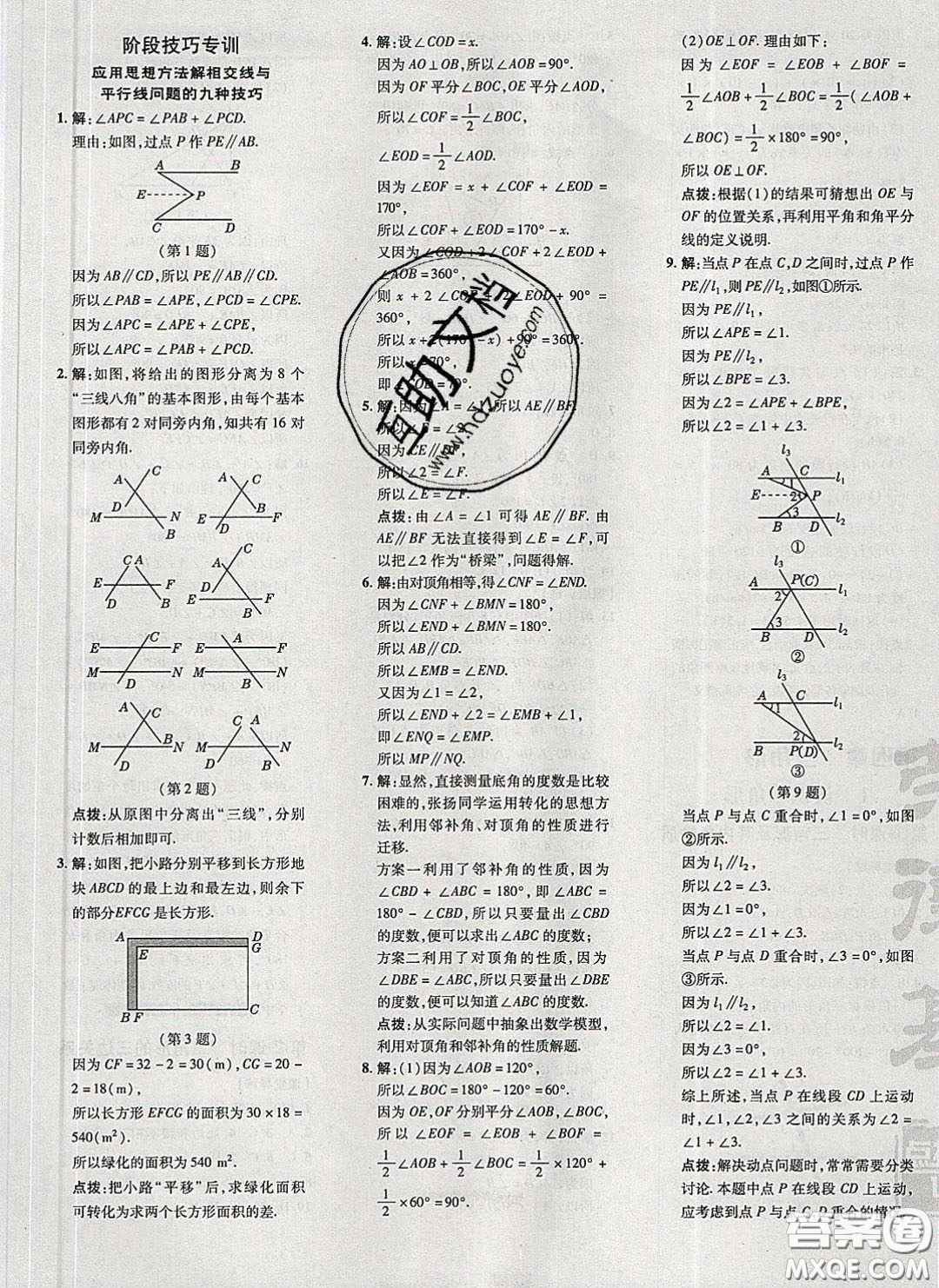 2020榮德基點撥訓(xùn)練七年級數(shù)學(xué)下冊北師大版答案