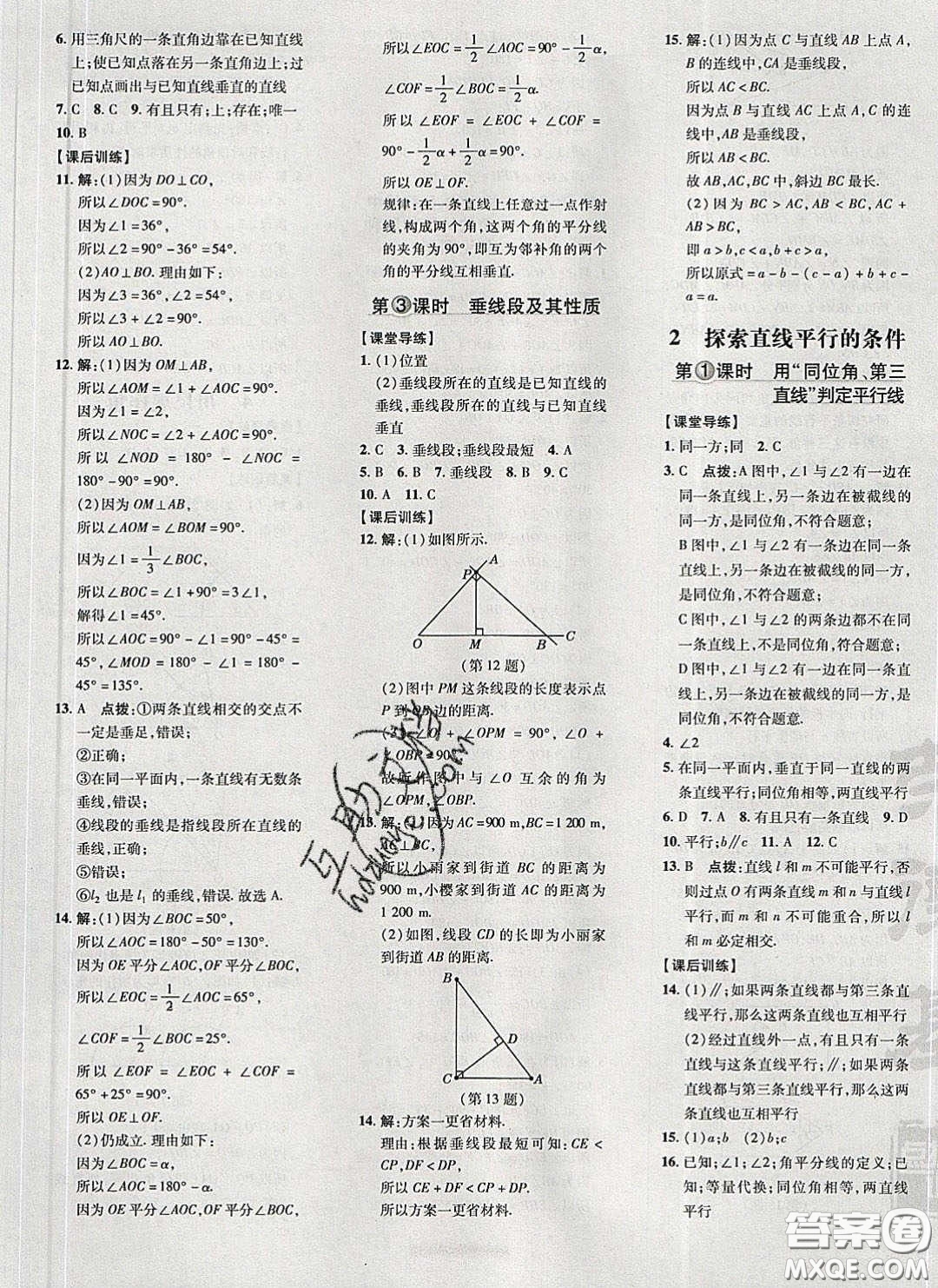 2020榮德基點撥訓(xùn)練七年級數(shù)學(xué)下冊北師大版答案