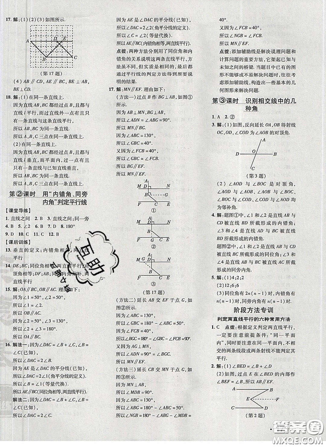 2020榮德基點撥訓(xùn)練七年級數(shù)學(xué)下冊北師大版答案