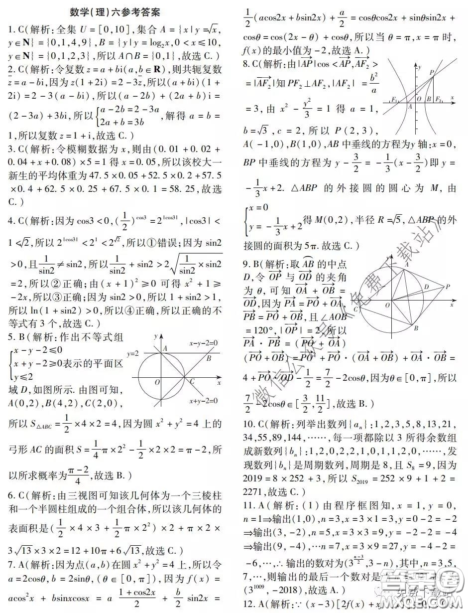 金學(xué)導(dǎo)航2020屆高三模擬卷理科數(shù)學(xué)試題及答案