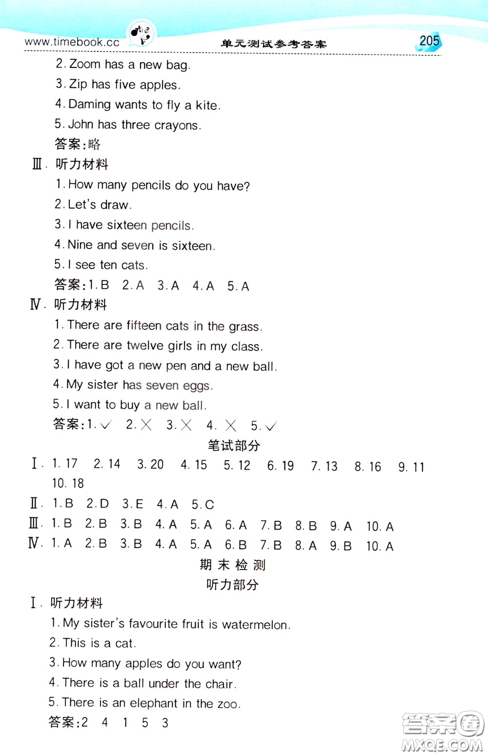 2020年小學(xué)創(chuàng)新一點通英語三年級下冊人教版參考答案