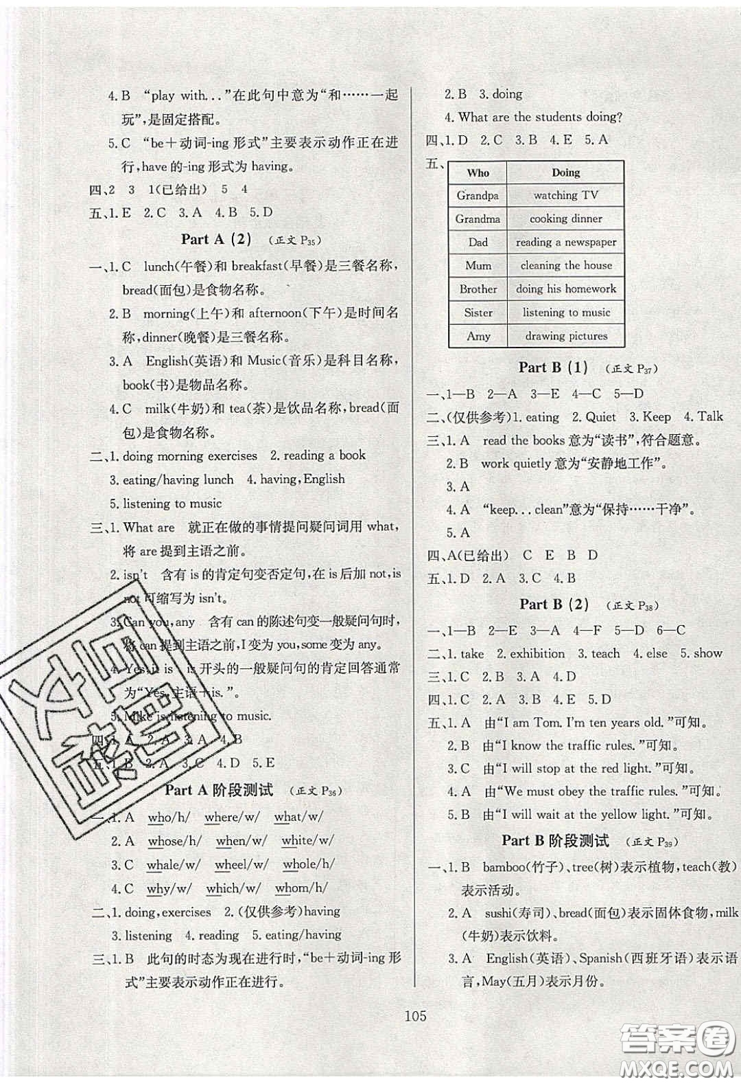 2020年小學(xué)教材全練五年級(jí)英語(yǔ)下冊(cè)人教版PEP答案