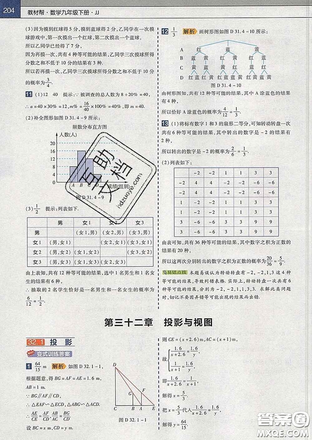 2020新版天星教育教材幫初中數(shù)學九年級下冊冀教版答案