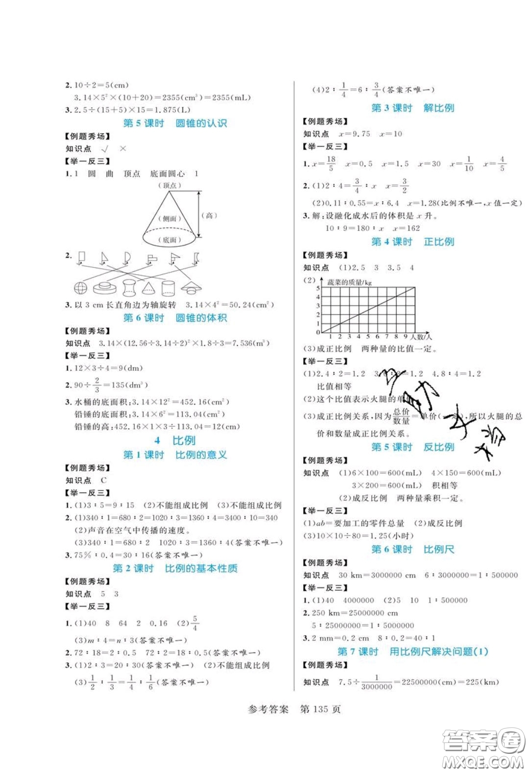 2020年黃岡名師天天練六年級數(shù)學下冊人教版答案