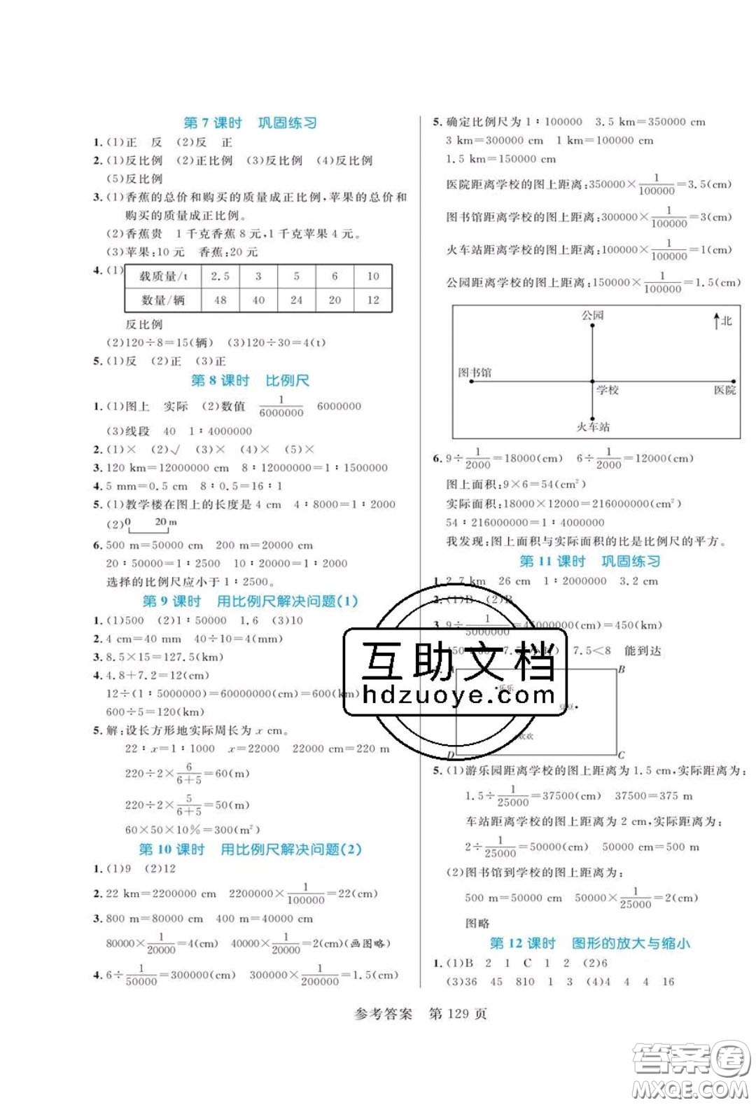 2020年黃岡名師天天練六年級數(shù)學下冊人教版答案