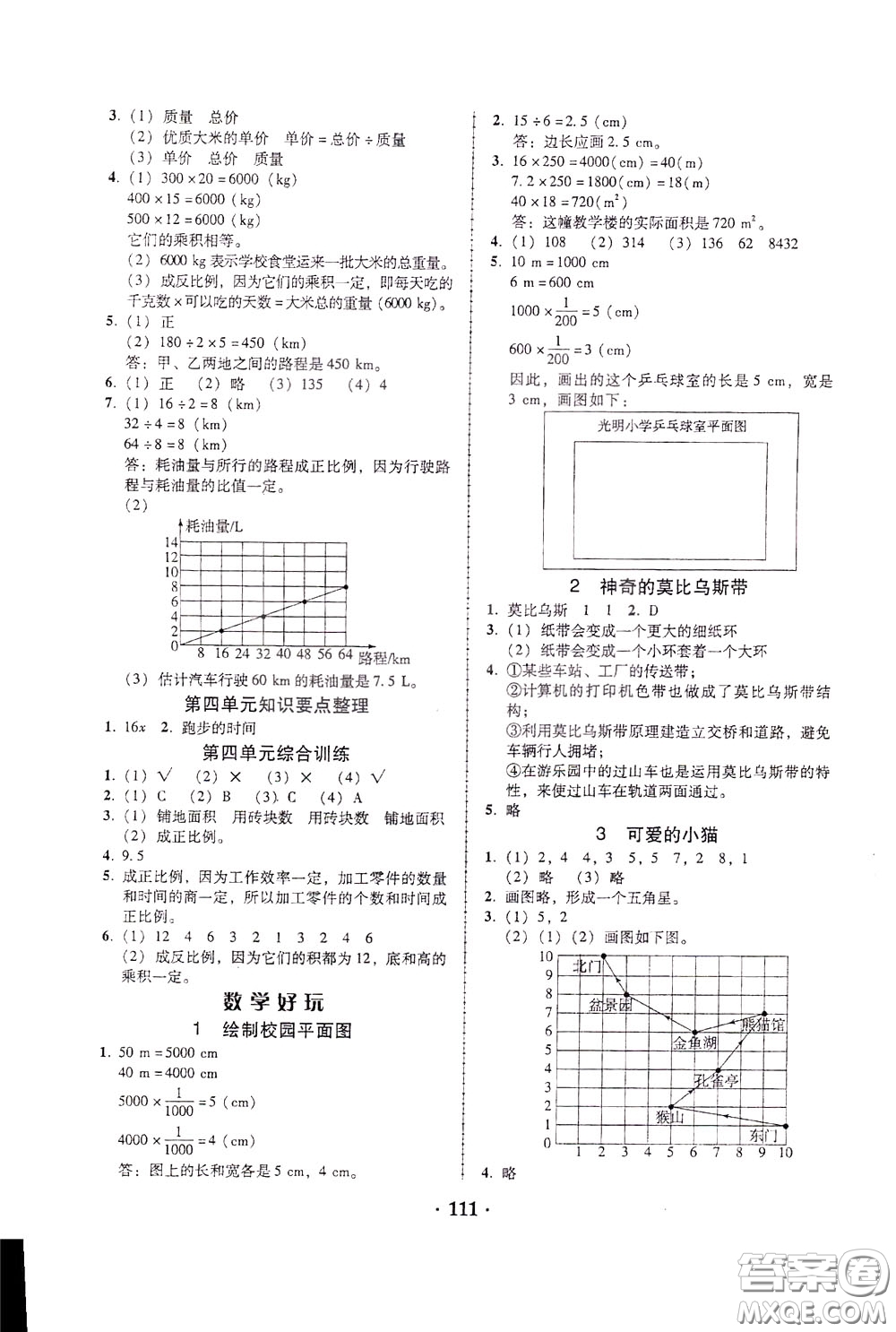 2020年課時(shí)學(xué)練測(cè)學(xué)生用書數(shù)學(xué)六年級(jí)下冊(cè)北師大版參考答案