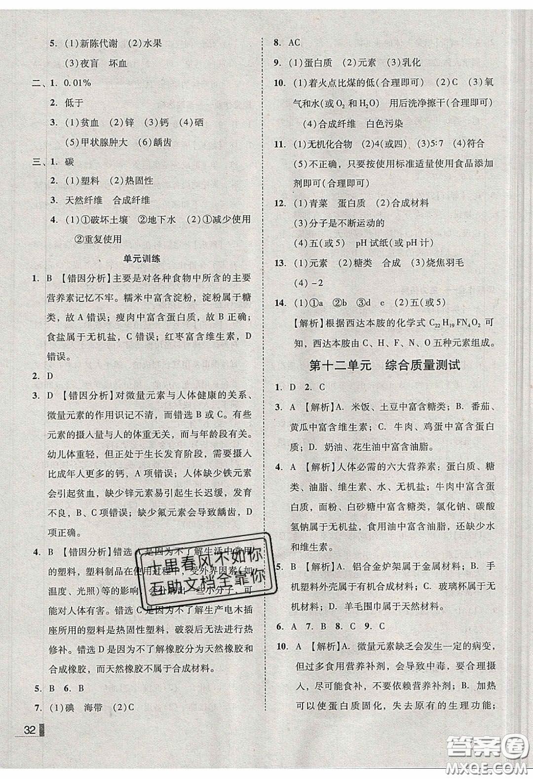 2020年遼寧作業(yè)分層培優(yōu)學(xué)案九年級(jí)化學(xué)下冊(cè)人教版答案