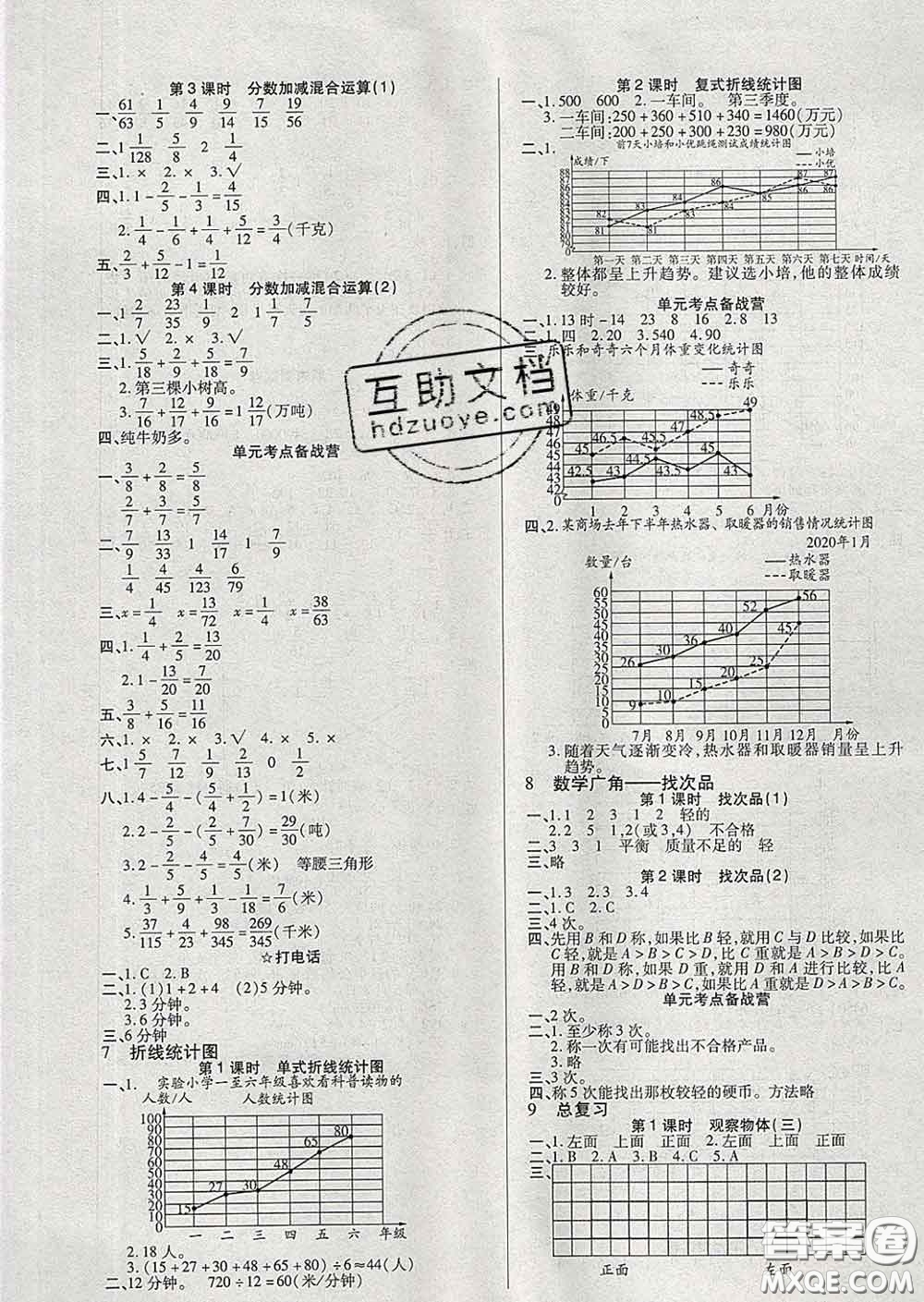 沈陽(yáng)出版社2020新版優(yōu)秀三好生五年級(jí)數(shù)學(xué)下冊(cè)人教版A版答案