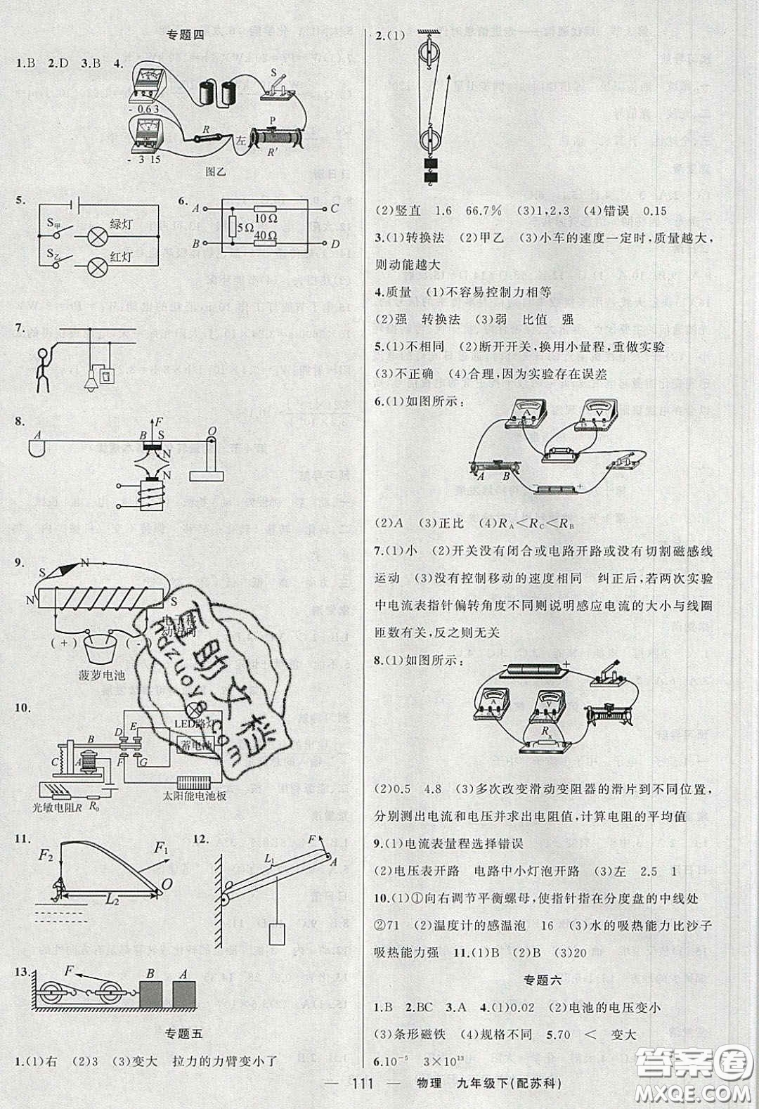 2020年四清導(dǎo)航九年級(jí)物理下冊(cè)蘇科版答案