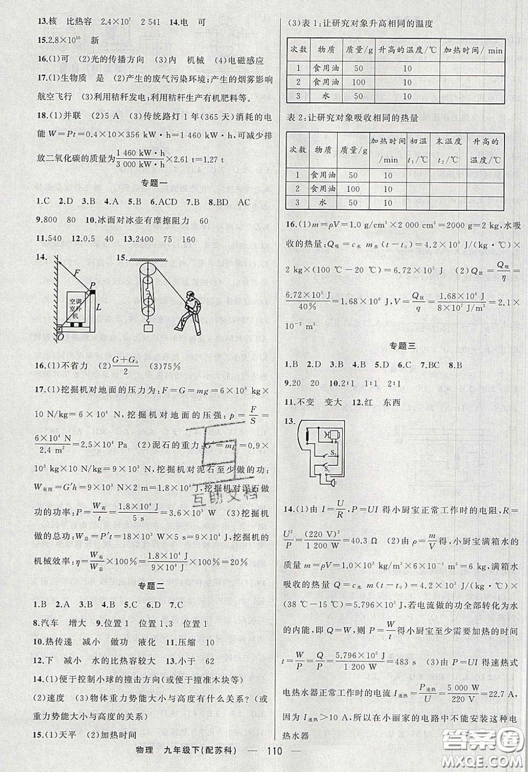 2020年四清導(dǎo)航九年級(jí)物理下冊(cè)蘇科版答案