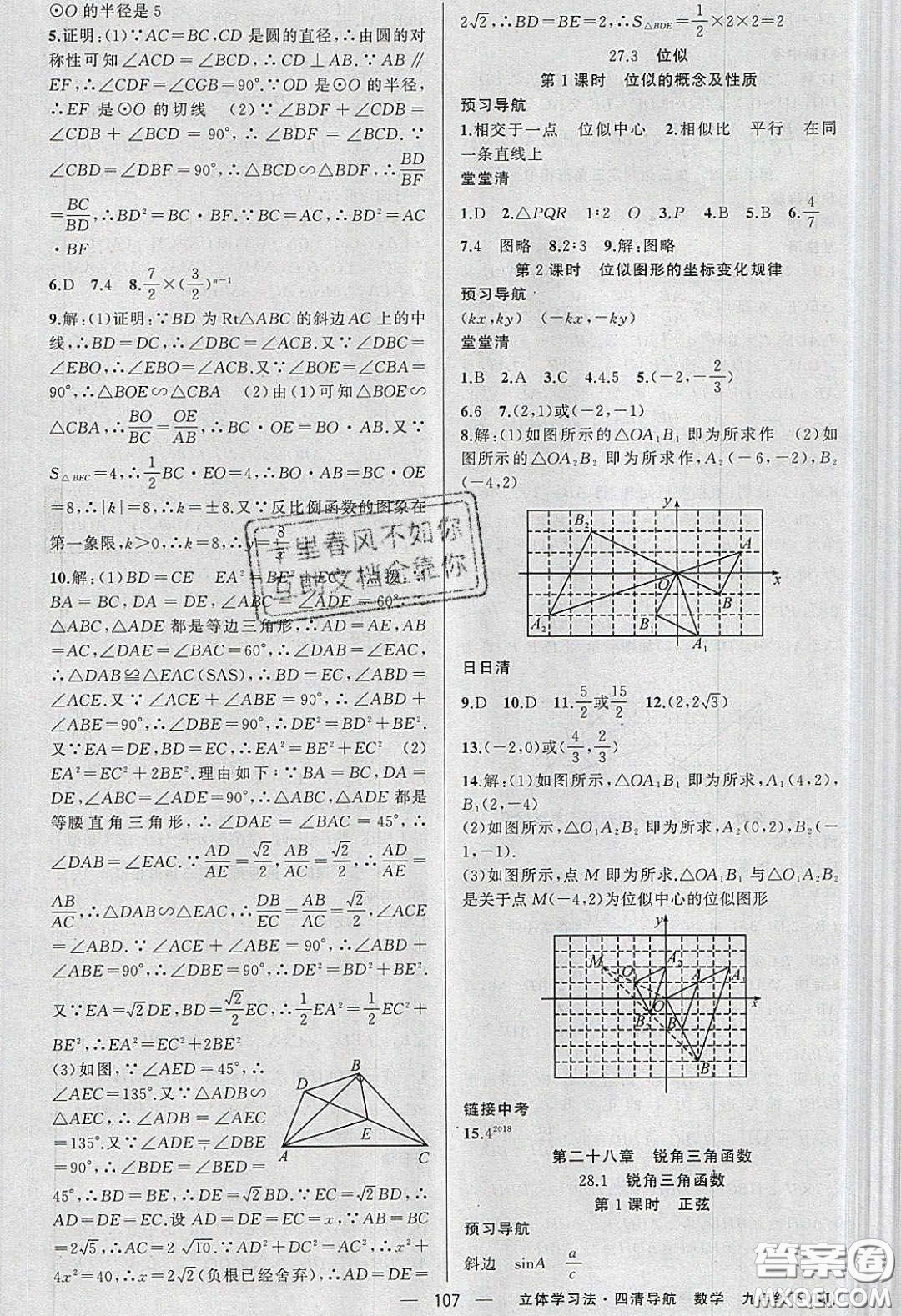 獵豹圖書(shū)2020年四清導(dǎo)航九年級(jí)數(shù)學(xué)下冊(cè)人教版答案