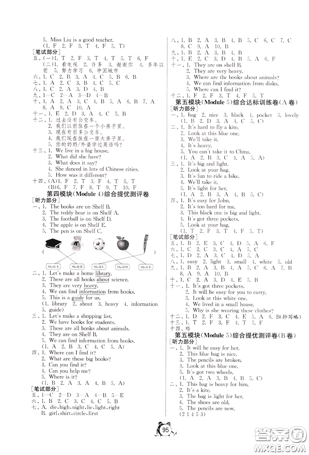 2020年單元雙測(cè)同步達(dá)標(biāo)活頁(yè)試卷英語(yǔ)五年級(jí)下冊(cè)WYS外研社新標(biāo)準(zhǔn)版參考答案