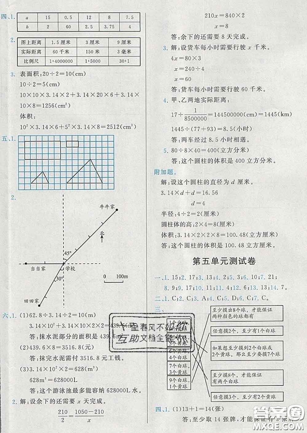 2020學(xué)而思基本功同步練六年級(jí)數(shù)學(xué)下冊(cè)人教版答案